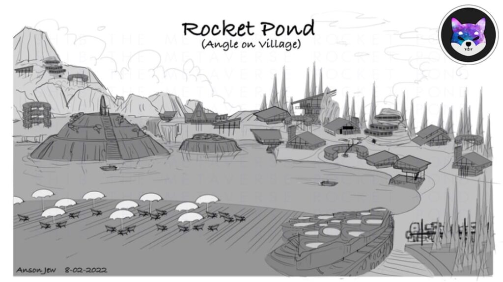 Bocetos en blanco y nego de “Rocket Pond” de Shiba Inu