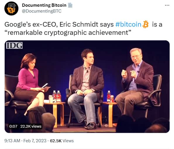 Eric Schmidt on Bitcoin in a debate with Jared Cohen