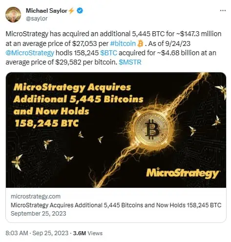 MicroStrategy hace una nueva inversión en Bitcoin