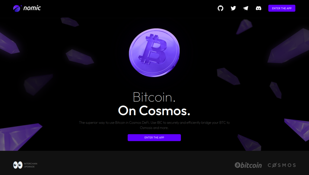 Bitcoin on Cosmos, gracias a Nomic Bitcoin Bridge