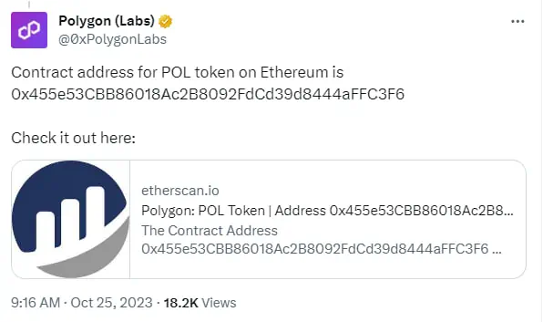 Polygon despliega el contrato inteligente de su token hiperproductivo POL en Ethereum