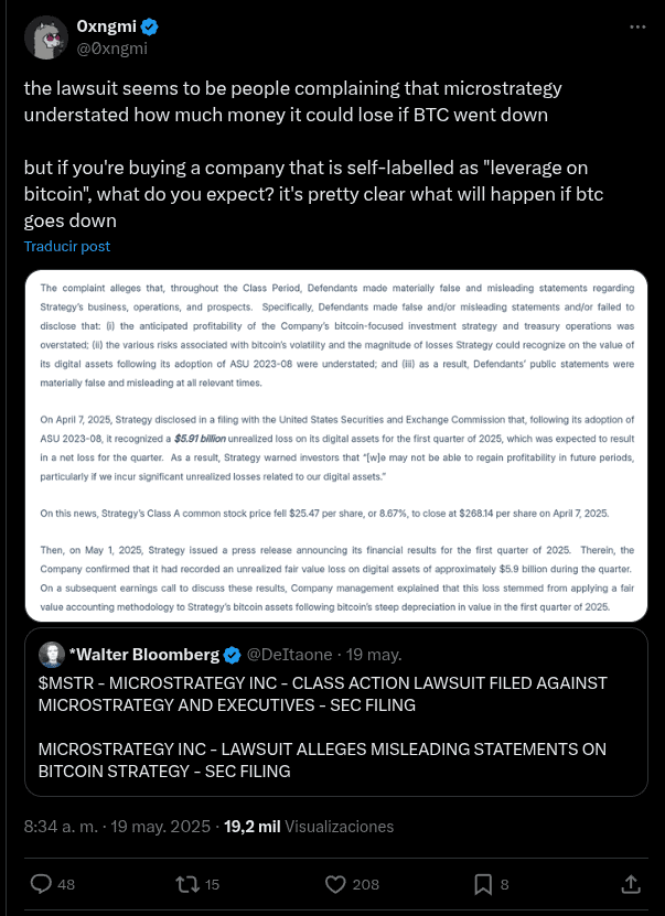 La actual demanda a Strategy - BIt2Me News