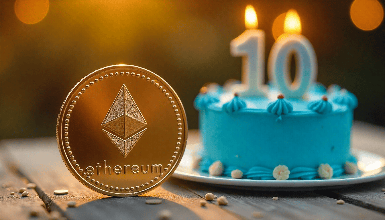 Ethereum celebrates its 10th anniversary, consolidating its position as a  driving force in decentralized finance.