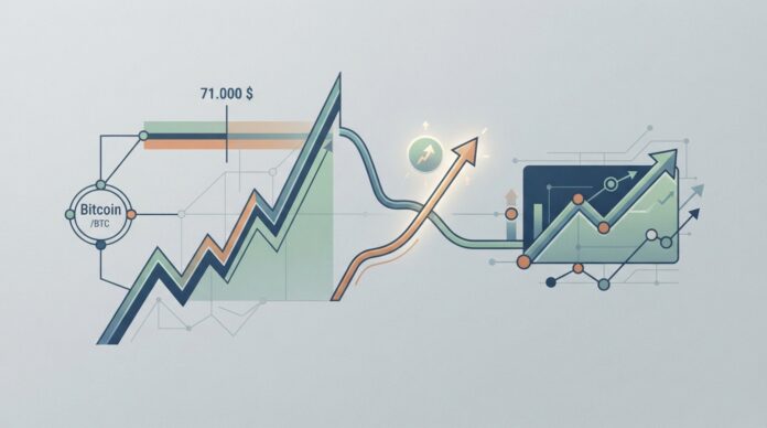 2026-08-21_concept_c6db5647-18a5-494f-abf2-4c786ab9f4bd_1787299333458 Bitcoin supera los 71.000 $ y apunta a un cruce dorado (imagen generada por IA)