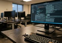 IA de OpenAI usa fondos cripto en Sepolia sin permiso Monitor encendido con líneas de código borrosas junto a teclado en escritorio de oficina (imagen generada por IA)