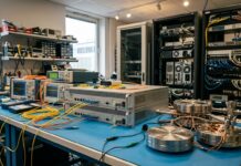 Quantum Alliance: estándar frente a la amenaza cuántica Equipos de prueba criptográfica y cableado en un laboratorio técnico iluminado por luz suave (imagen generada por IA)