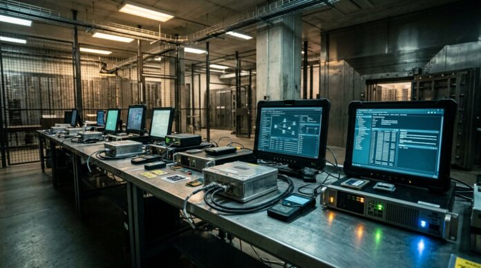 2026-10-22_agent_20b23f22-8aec-46c5-8261-ea61ad5c9b64_1792641530972 Security station with sealed metal boxes and control equipment in a vault (AI-generated image)