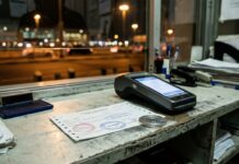 Malasia y Tailandia se unen a Singapur en pagos con stablecoins Terminal de pago y recibos sobre un mostrador iluminado por farolas de noche (imagen generada por IA)