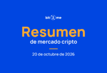 Resumen cripto del 20 de octubre: jornada en verde, Pump.fun +4 % Resumen de mercado 20 de octubre de 2026